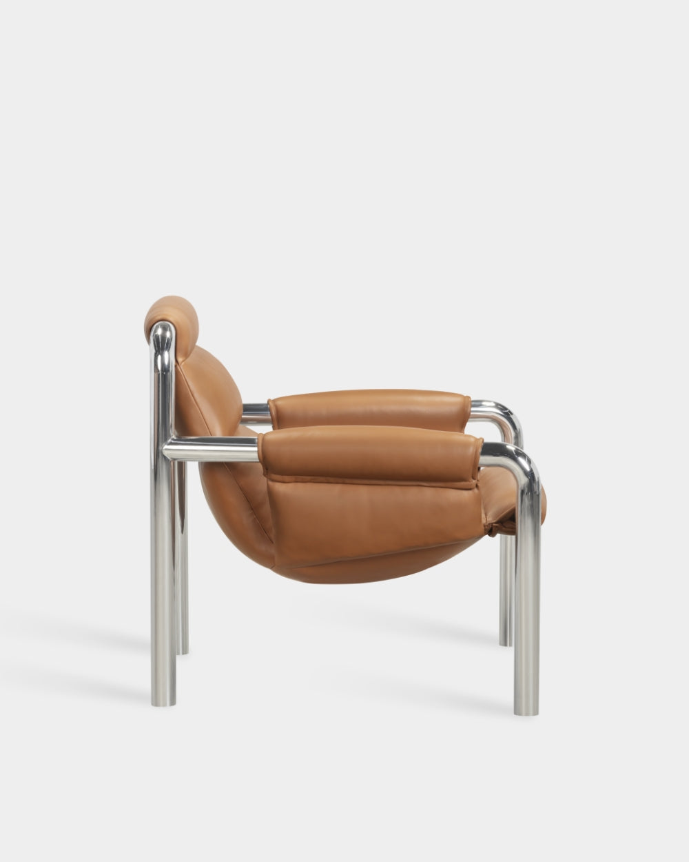 Atli Lounge Chair - Chrome-plated legs - Parma col. Cognac