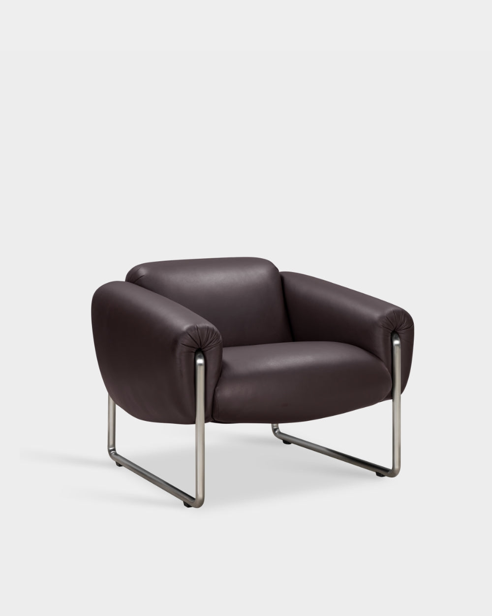 Odette Lounge Chair - Brushed steel legs - Parma col. Mocca