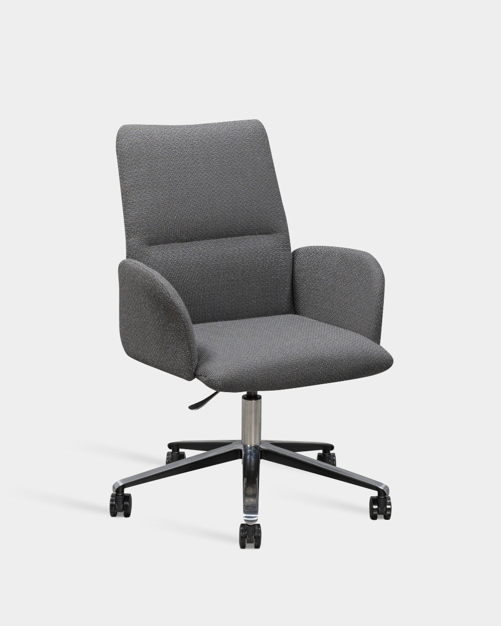 Ori High Back Chair with upholstered armrests - Swivel base with castors and gas lift - Twisted Flower col. 0162
