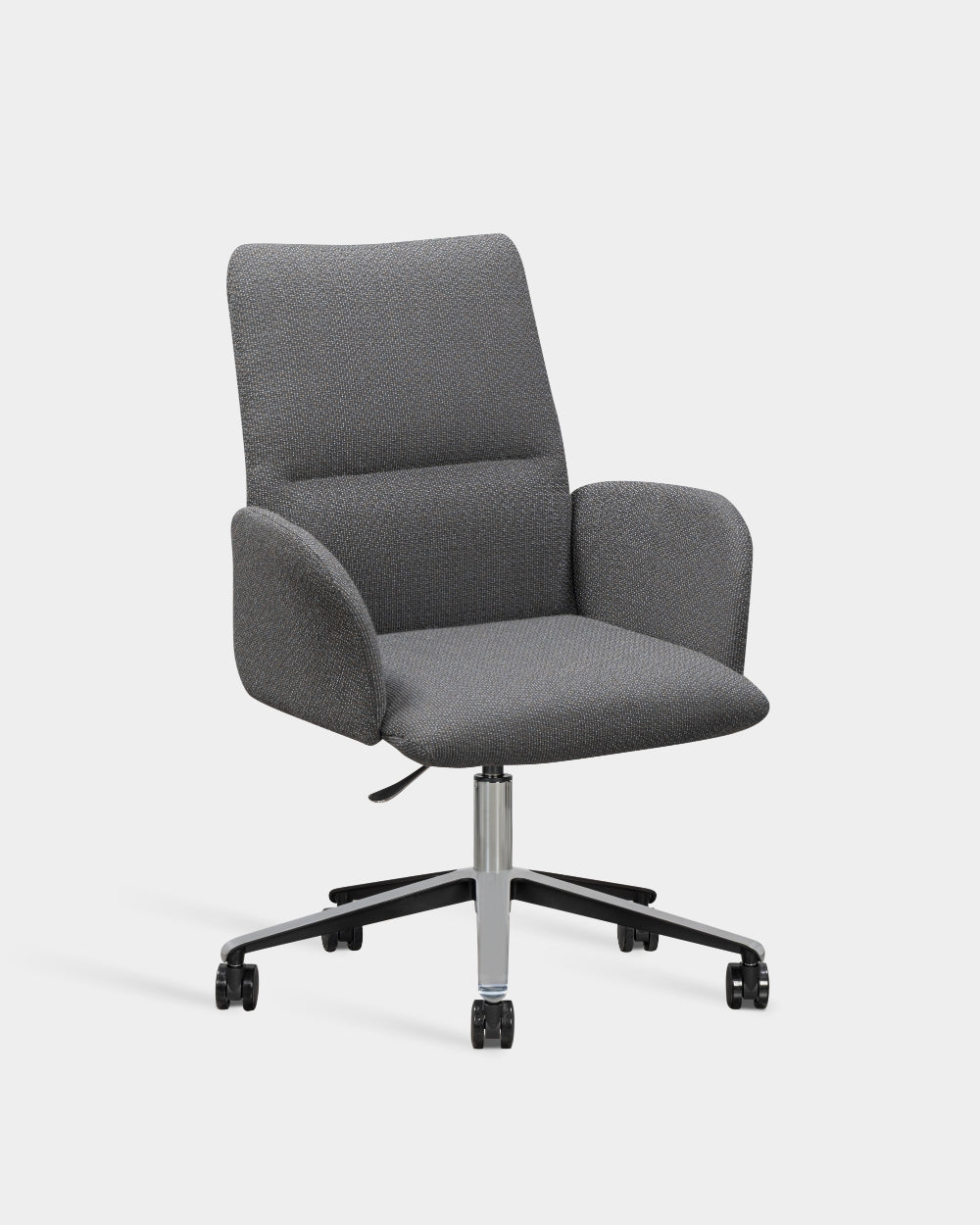 Ori High Back Chair with upholstered armrests - Swivel base with castors and gas lift - Twisted Flower col. 0162
