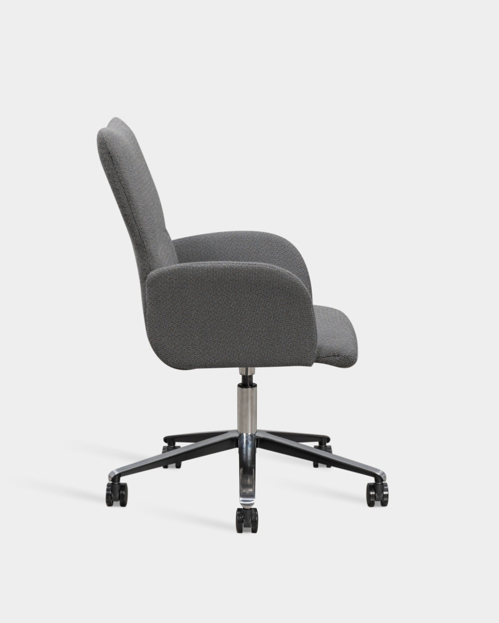 Ori High Back Chair with upholstered armrests - Swivel base with castors and gas lift - Twisted Flower col. 0162