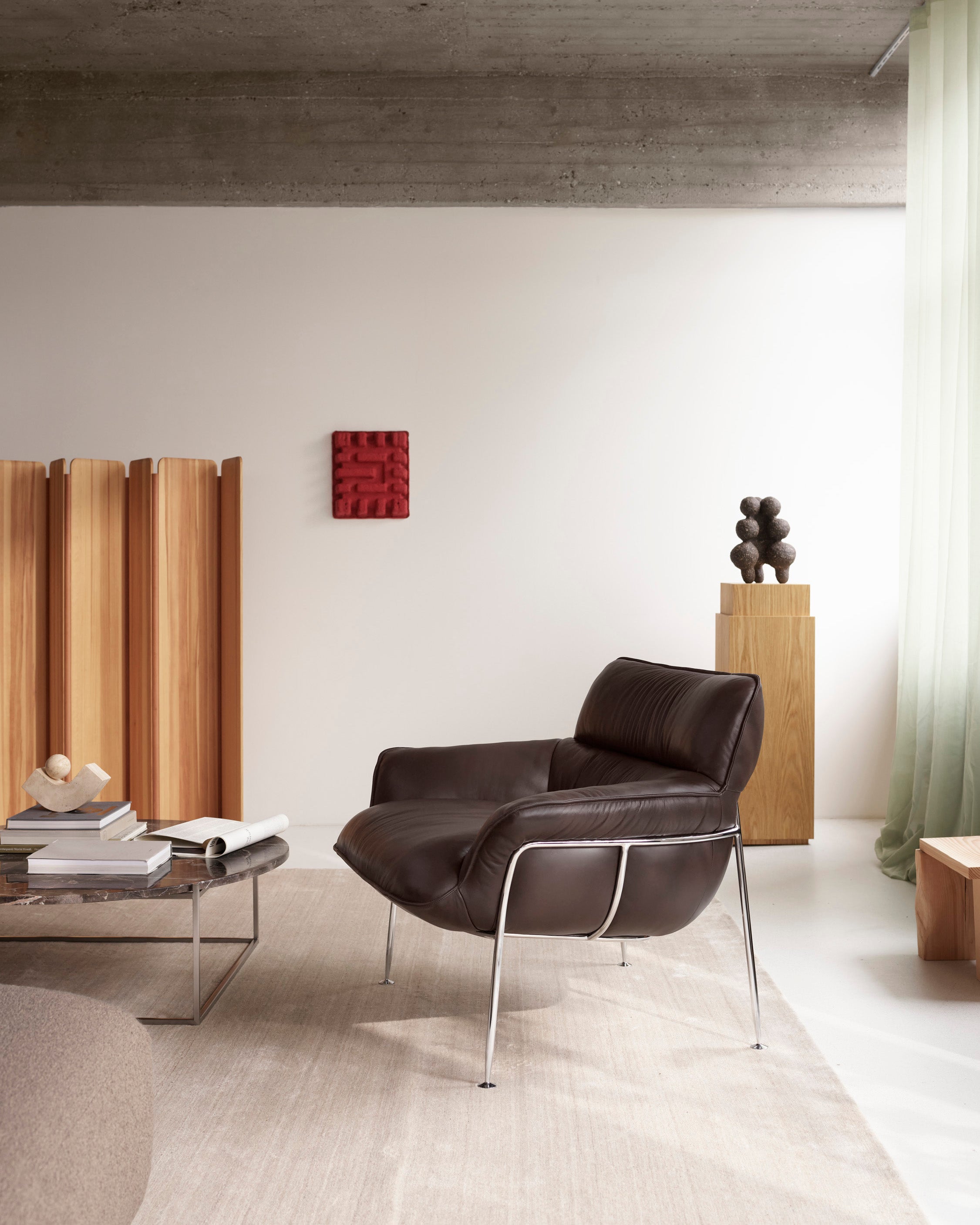 Duvet Lounge Chair - Chrome - Parma col. Mocca