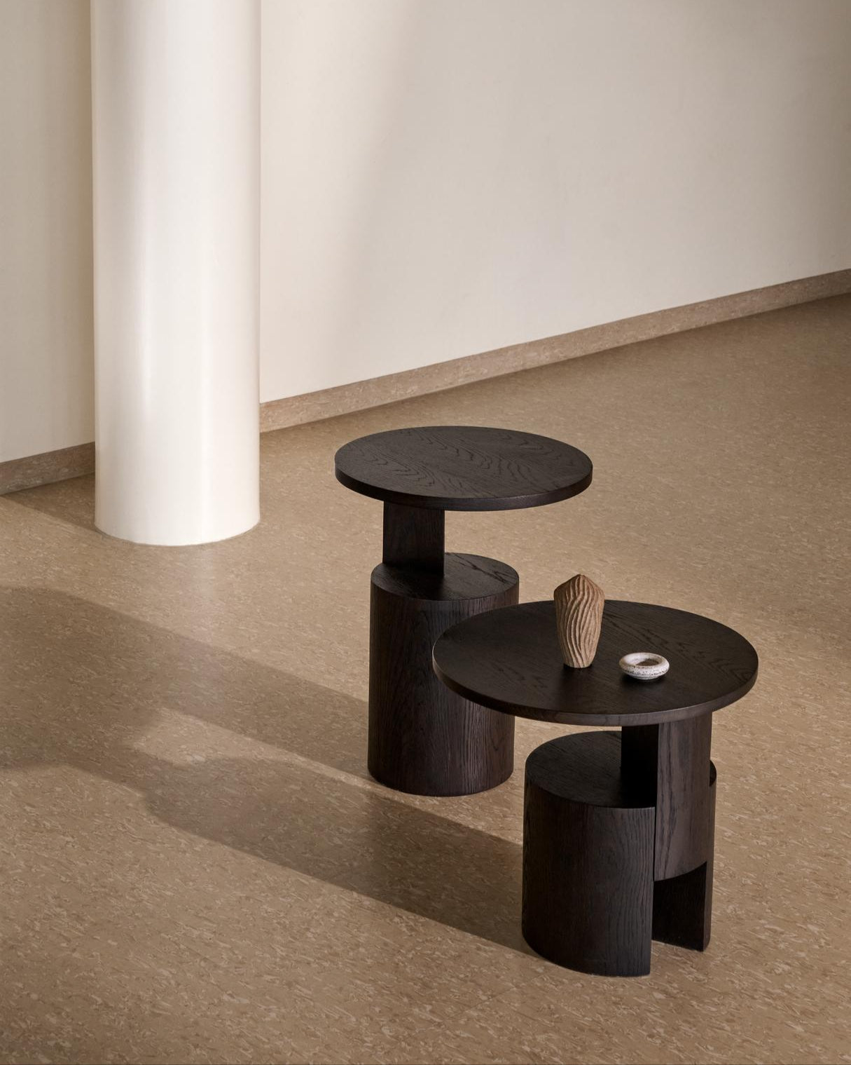 Wedge Side Table - High - Dark Brown