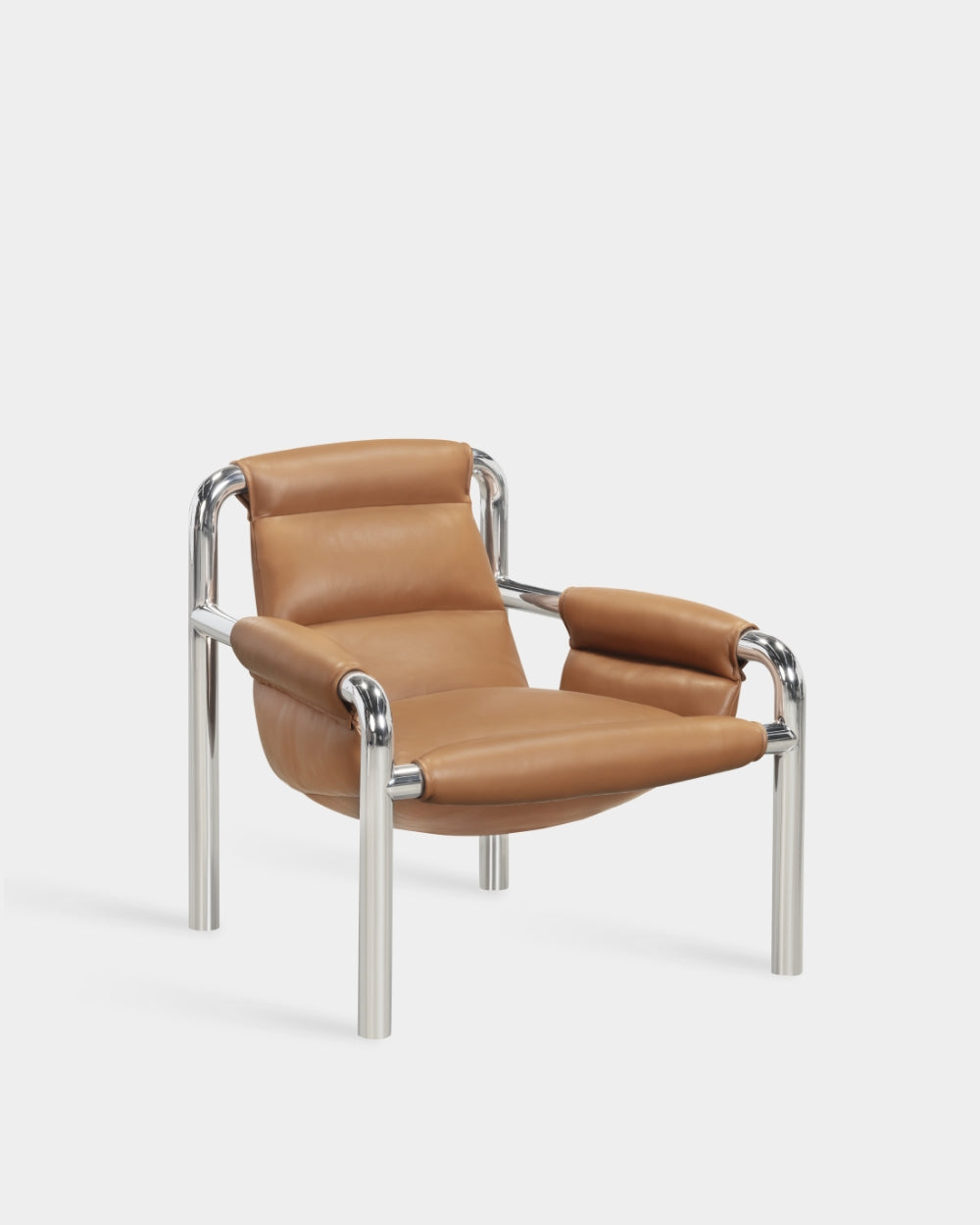 Atli Lounge Chair - Chrome-plated legs - Parma col. Cognac