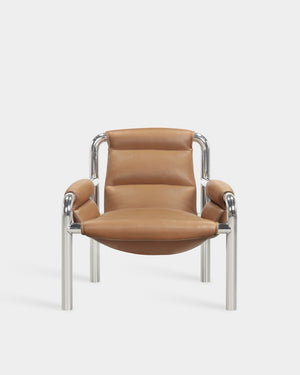 Atli Lounge Chair - Chrome-plated legs - Parma col. Cognac