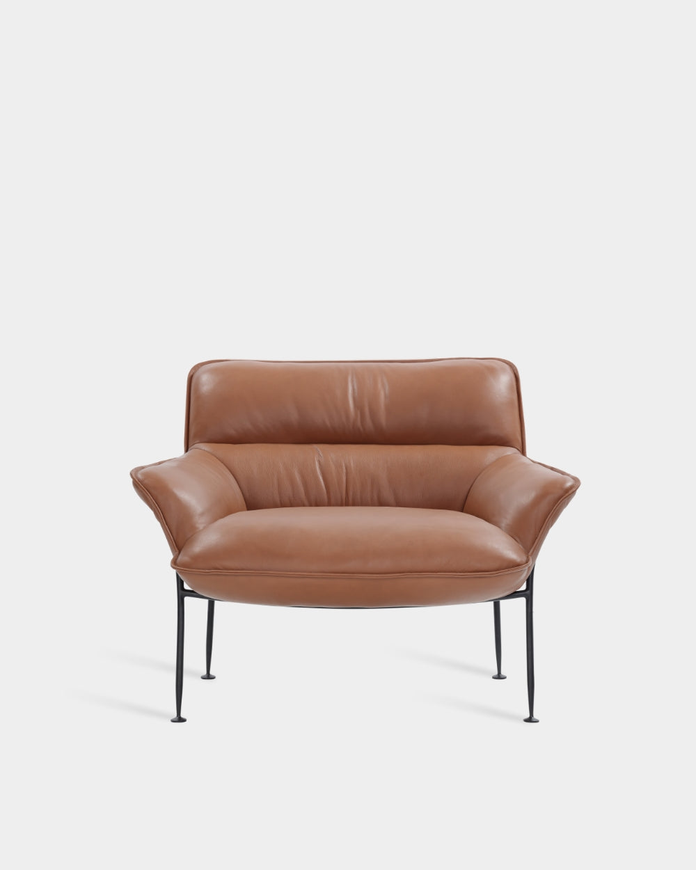 Duvet Lounge Chair - Black steel frame - Parma col. Cognac