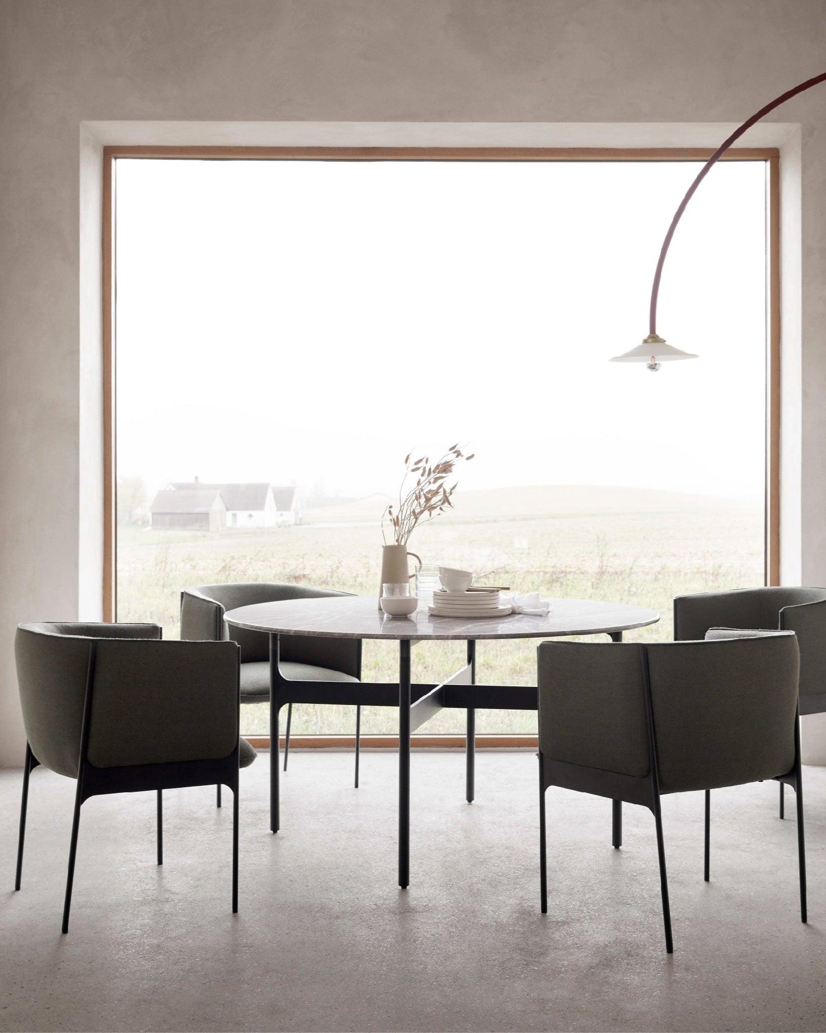 Floema Dining Table - Dining Table - Grey Emperador marble