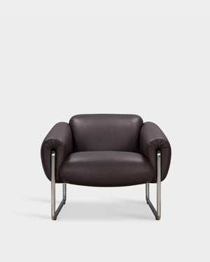 Odette Lounge Chair - Brushed steel legs - Parma col. Mocca