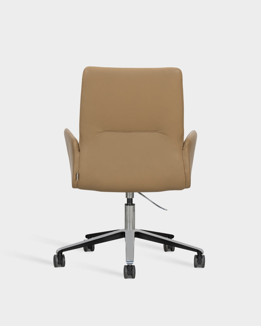 Ori High Back Chair with upholstered armrests - Swivel base with castors and gas lift - Parma col. Macchiato