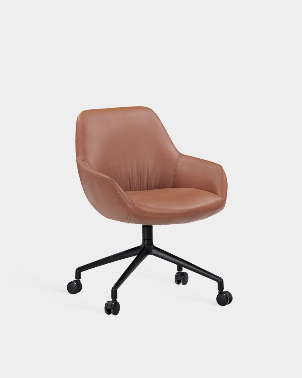 Sinum Chair - Swivel base with castors - Parma col. Cognac