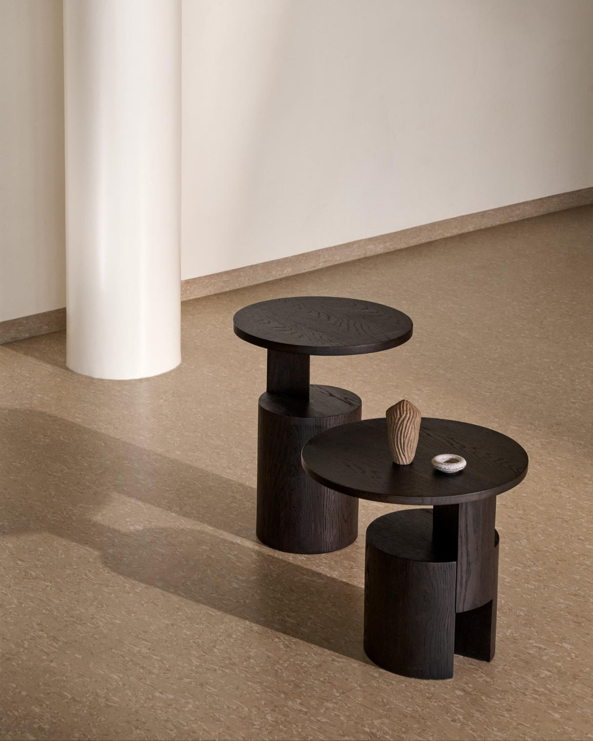 Wedge Side Table - High - Dark Brown